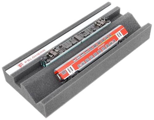 Feldherr Premium Lokliege für Modellbahnen - Magnetstreifen, Wartungsschacht, PU-Schaum, 360x150x50 mm - Ideal für Spur TT von Feldherr