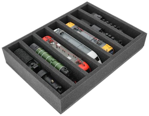 Feldherr Schaumstoffeinlage 7 Stege (360×260×65 mm) für H0-Loks und Waggons - Passgenau für Auer Euro Box 40×30, Made in Germany von Feldherr