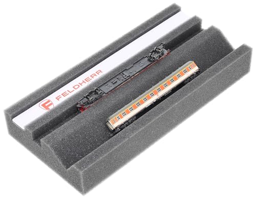 Feldherr Spur Z Lokliege 240x114x35mm - Magnetstreifen, PU-Schaum, vertikaler Slot 19,5x8mm - Professionelle Wartungsliege für Spur Z Lokomotiven und Waggons von Feldherr