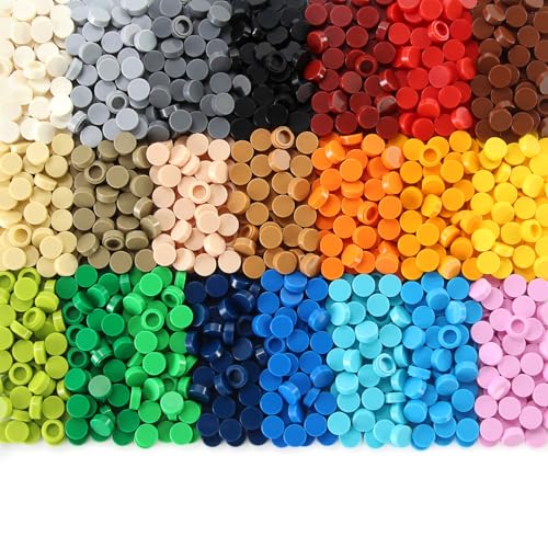 2200 Stücke Fliese Rund 1 x 1 Baustein Mehrfarbig Round Tiles für Pixelkunst Glatte Ziegelsteine für Flache Oberfläche Kompatibel mit 98138 (22 Farben) von Feleph