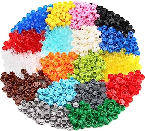 1000 Stücke Rund Platte 1x1 Bausteine Teile und Stücke MOC Farben Mehrfarbige Transparente Ziegel Punkte Lose Stecker Zubehör Set Kompatibel mit den großen Marken von Feleph