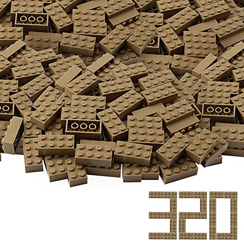 Feleph 2x4 Bausteine 320 Stück Classic Steine Set Dunkles Khaki für Kinder Basic Parts Teile, Baukasten, kreative Spielblöcke, Spielzeugzubehör 3001 (Dunkles Khaki) von Feleph