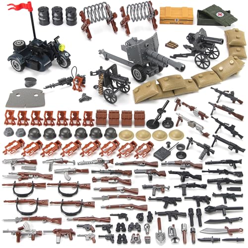 Feleph WW2 Military Weapons Pack Toy Building Set for Soldier Figures Bricks Model Army Equipment Gear Piece Kit von Feleph