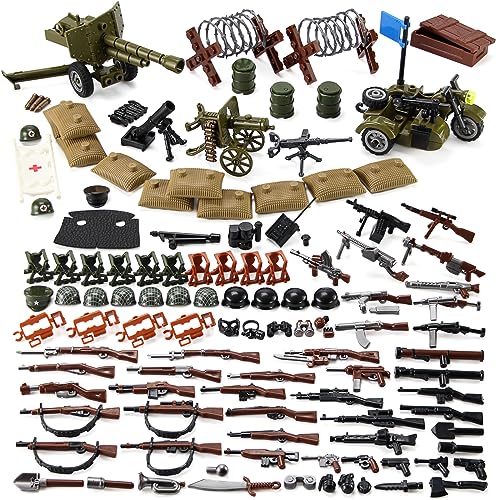 Feleph WW2 Waffen-Set Militär Spielzeug-Kit für Soldatenfiguren Modell-Pack Armeeausrüstung Ausrüstungsstücke kompatibel mit den großen Marken von Feleph