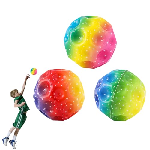 Feliciay 3 Stück Astro Jump Ball, Space Jump Ball Moon Ball, Sprünge Gummiball Hohe Springender Gummiball 7cm Mini Bouncing Ball EIN Knallendes Geräusch Machen Bouncy Balls for Kid Gift(Farbe) von Feliciay