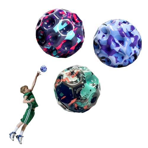 Feliciay 3 Stück Astro Jump Ball, Space Jump Ball Moon Ball, Sprünge Gummiball Hohe Springender Gummiball 7cm Mini Bouncing Ball EIN Knallendes Geräusch Machen Bouncy Balls for Kid Gift(Tarnung) von Feliciay