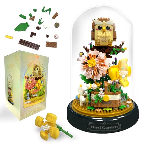 Felicify Blumen Bauspielzeug Set, 1123 Stück Eule Mini Baustein Set Mit Schutzhülle, Mikro Bausteine, Geschenk für Kinder Erwachsene (Eule) von Felicify