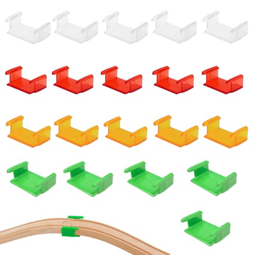 Felicify Holzeisenbahn Zubehör, 20 Stück Track Connectors, Holzeisenbahn Verbindungsstücke, Holzschienen Eisenbahn, Holzeisenbahn Adapter, Holzeisenbahn Schienen, Geeignet für Spielzeugeisenbahnen von Felicify