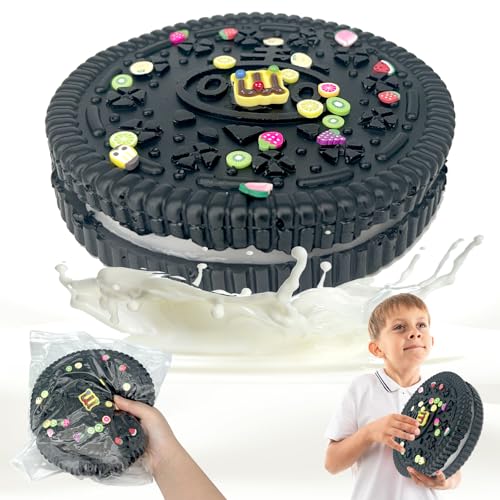 Felicify Kekse Squishy XXL, Keks Squishy Toy, Fufu Squishy Groß, Keks Stress Relief Squishy Spielzeug, Antistress Spielzeug, Fidget Spielzeug für Teenager Erwachsene (Schwarz) von Felicify