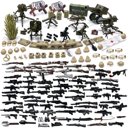 Felicify Waffen Spielzeug Set, 158 Stück Soldaten WW2 Waffen Set, Militär Spielzeug Set, Militär Waffen Set, Militär Figuren, Soldaten Figuren, Baustein Spielzeug für Kinder Felicify Waffen Spielzeug Set, 158 Stück Soldaten WW2 Waffen Set, Militär Spielzeug Set, Militär Waffen Set, Militär Figuren, Soldaten Figuren, Baustein Spielzeug für Kinder von Felicify