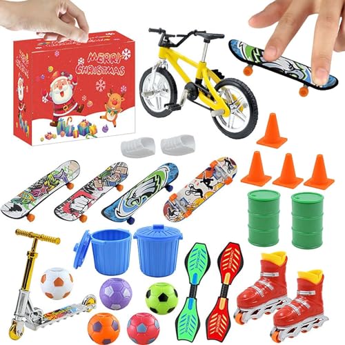 Fellflying Mini-Finger-Skateboard-Adventskalender 2023 | 24 Tage Finger Skateboards Überraschungen Weihnachts-Countdown-Kalender | Mini-Finger-Scooter, Skateboards, Fahrrad, Fußball-Spielzeug-Set von Fellflying