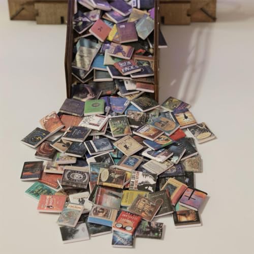 Miniaturen-Puppenhaus-Bücher – 200 Stück Mini-Bücher, Puppenhaus-Zubehör | Unwiederholte Miniaturen, Bücher, Puppenhaus-Dekorationszubehör | Miniaturen, Puppenhäuser, Bücher, Mini-Haus-Zubehör von Fellflying
