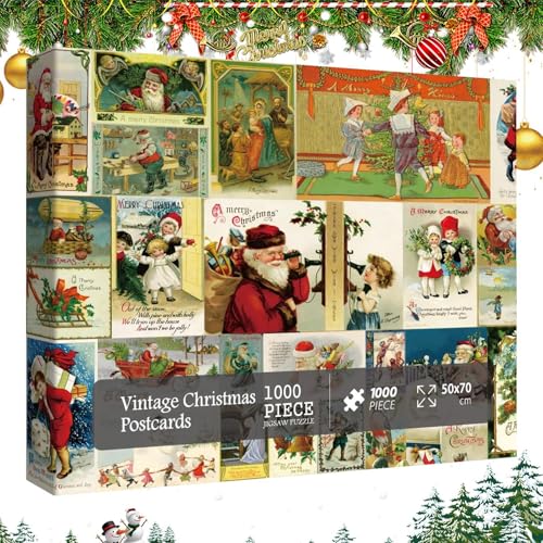 Weihnachts-Adventskalender 2024 – Weihnachts-Adventskalender-Puzzle 1000 Teile, Vintage-Weihnachtspostkarten-Puzzle-Adventskalender, Überraschungs-Weihnachts-Countdown-Kalender Weihnachts-Adventskalender 2024 – Weihnachts-Adventskalender-Puzzle 1000 Teile, Vintage-Weihnachtspostkarten-Puzzle-Adventskalender, Überraschungs-Weihnachts-Countdown-Kalender von Fellflying
