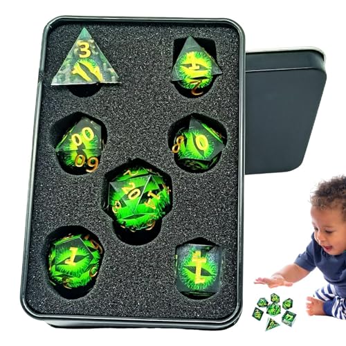 -Würfel-Set, Drachenaugen-Würfel, polyedrisches Harz, Longan-Würfel für Dungeon-Dragons, D & D Pa-thfinder, polyedrische Würfel mit Geschenkbox für Tabletop-Spiele, Dungeons – Dragons-Zubehör von Fellflying