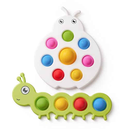 Felly 2 Packs Push und Pop Fidget Spielzeug für Babys ab 10 Monaten, Montessori Lernspielzeug Sensorisches Entwicklungsspielzeug, Stressabbau, Farbenfrohes Geschenk für Jungen Mädchen Kleinkinder Felly 2 Packs Push und Pop Fidget Spielzeug für Babys ab 10 Monaten, Montessori Lernspielzeug Sensorisches Entwicklungsspielzeug, Stressabbau, Farbenfrohes Geschenk für Jungen Mädchen Kleinkinder von Felly