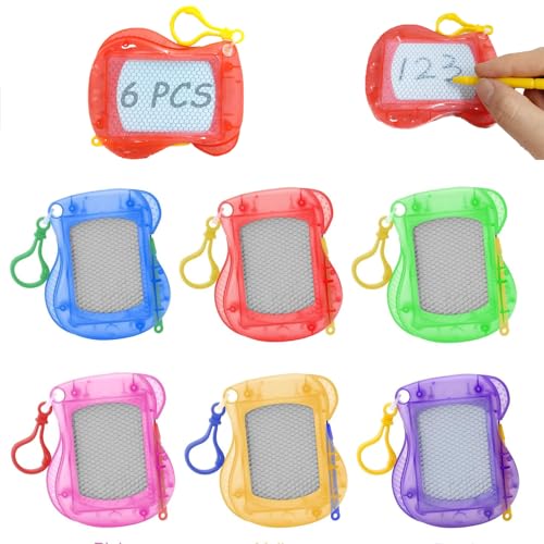 Felly 6 Stück Mini Maltafel für Kinder, Löschbare Magnettafel Zeichenbrett, Rucksack Schlüsselanhänger Doodle Board, Klassenzimmer Belohnungen, Tombola Preise, Party Geschenke für Jungen und Mädchen von Felly