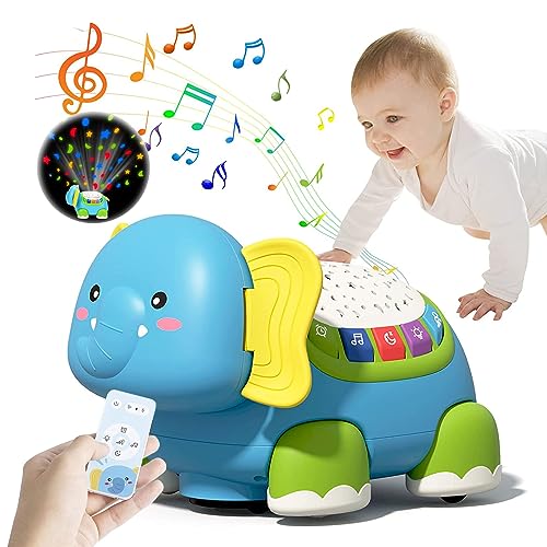 Felly Baby Spielzeug ab 6 Monate, Krabbel Musikalische Spielzeuge für Babies Kinder Motorikspielzeug mit Musik und Licht Projektor, Spielzeug Geschenk für 6 12 18Monate 1Jahr Kleinkind Jungen Mädchen von Felly