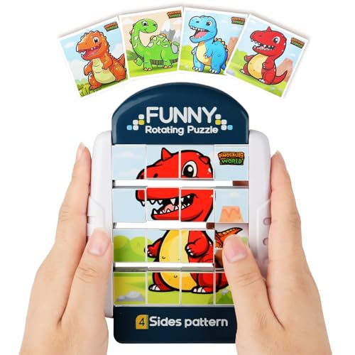 Felly Drehbares 3D Puzzle Spielzeug für Kinder 3 4 5 6 Jahre, Montessori 4 in 1 Puzzle für Schüler, Fidget Toys Reisespielzeug Flugzeug Autofahrt, Geschenk Lernspielzeug für Jungen Mädchen Vorschule von Felly