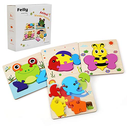 Felly Holzpuzzle Baby, Montessori Spielzeug, 4 Stück Holzspielzeug ab 1 2 3 Jahren, Steckpuzzle Holz Spielzeug Jungs Mädchen, Lernspielzeug Puzzle Kleinkind Geburtstag Weihnachten Geschenk für Kinder Felly Holzpuzzle Baby, Montessori Spielzeug, 4 Stück Holzspielzeug ab 1 2 3 Jahren, Steckpuzzle Holz Spielzeug Jungs Mädchen, Lernspielzeug Puzzle Kleinkind Geburtstag Weihnachten Geschenk für Kinder von Felly
