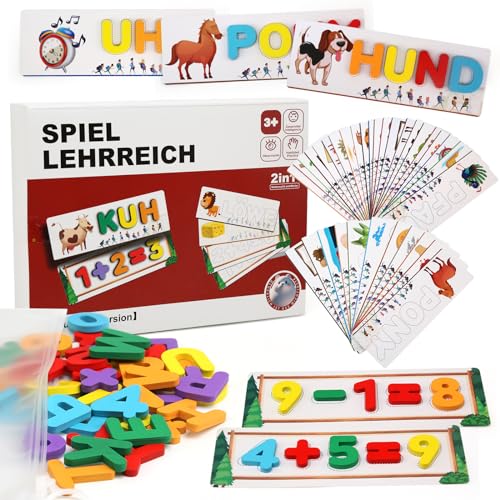 Felly Kinderspielzeug ab 2 3 4 5 Jahre - Arithmetisches Buchstaben Lernen Deutsch Lernspiele, Montessori Vorschule Alphabet Spiele Einschulung Junge Mädchen, Geburtstag Weihnachten Geschenk Kleinkind von Felly