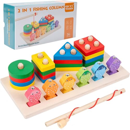 Felly Montessori Spielzeug ab 1 2 3 Jahr Holz, 2 In 1 Holz Steckpuzzle Angelspiel, Sortier & Stapel & Motorik & Lernspielzeug Baby, Ostern & Weihnachts Geschenke für Kleinkinder & Junge & Mädchen Felly Montessori Spielzeug ab 1 2 3 Jahr Holz, 2 In 1 Holz Steckpuzzle Angelspiel, Sortier & Stapel & Motorik & Lernspielzeug Baby, Ostern & Weihnachts Geschenke für Kleinkinder & Junge & Mädchen von Felly