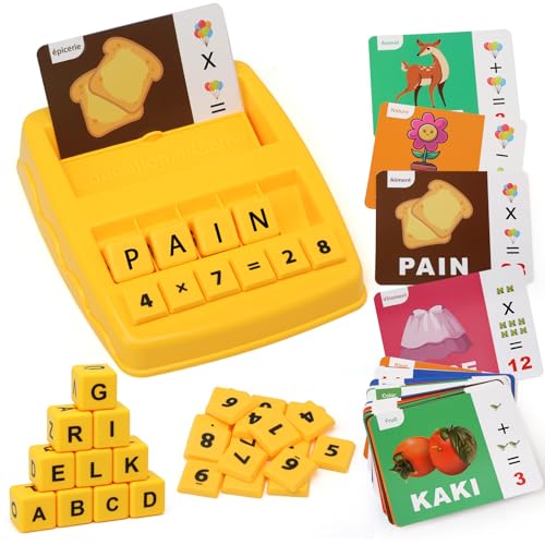 Felly Montessori Spielzeug ab 3 4 5 6 7 Jahre Buchstaben Lernen Spiele Französisch Rechtschreibspiel Spiel für Mädchen Junge Kinde Spielzeuge Sprachenlernen Geschenk von Felly