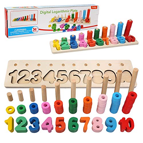 Felly Lernspielzeug ab 3 4 5 Jahre, Montessori Spielzeug aus Zahlen Lernen, Holzspielzeug Puzzlespiel Lernen | Puzzles aus Holz - motorik für das frühe Lernen im Kindergarten für Kleinkinder Felly Lernspielzeug ab 3 4 5 Jahre, Montessori Spielzeug aus Zahlen Lernen, Holzspielzeug Puzzlespiel Lernen | Puzzles aus Holz - motorik für das frühe Lernen im Kindergarten für Kleinkinder von Felly