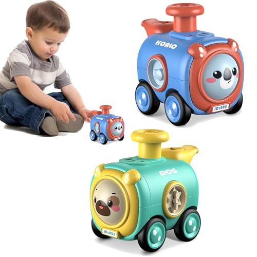 Felly Tier Auto Spielzeug ab 1 2 3 Jahr Jungen Mädchen Mini Baby Tierauto Spielzeugauto Tierspielzeug Fahrzeuge Press and Go Pfeife Rennwagen Geschenk für Kinder ab 10 Monate 2 Stück von Felly