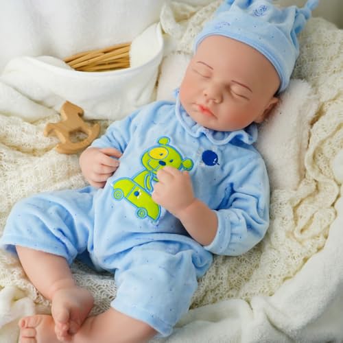 Junge 47 cm, Voll Silikon Baby Puppe, Realistische Baby Puppe, Reborn Neugeborene, Nicht Vinyl, Schlafposition, mit Geschenkbox Junge 47 cm, Voll Silikon Baby Puppe, Realistische Baby Puppe, Reborn Neugeborene, Nicht Vinyl, Schlafposition, mit Geschenkbox von FemmeForm
