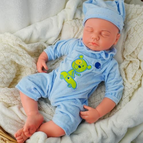 Junge 47 cm, Voll Silikon Baby Puppe, Realistische Baby Puppe, Reborn Neugeborene, Nicht Vinyl, Schlafposition, mit Geschenkbox Junge 47 cm, Voll Silikon Baby Puppe, Realistische Baby Puppe, Reborn Neugeborene, Nicht Vinyl, Schlafposition, mit Geschenkbox von FemmeForm
