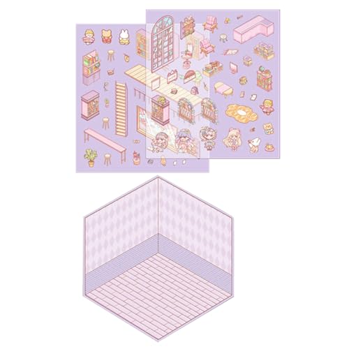 Fenayuu Aufkleberszenen für Kinder, Hausaufkleber - Aufkleber mit lustigen Raumszenen,3D-visueller Effekt, süßer Cartoon-Aufkleber für Erwachsene und Kinder, Stressabbau, kreative Scrapbook-dekorative Fenayuu Aufkleberszenen für Kinder, Hausaufkleber - Aufkleber mit lustigen Raumszenen,3D-visueller Effekt, süßer Cartoon-Aufkleber für Erwachsene und Kinder, Stressabbau, kreative Scrapbook-dekorative von Fenayuu