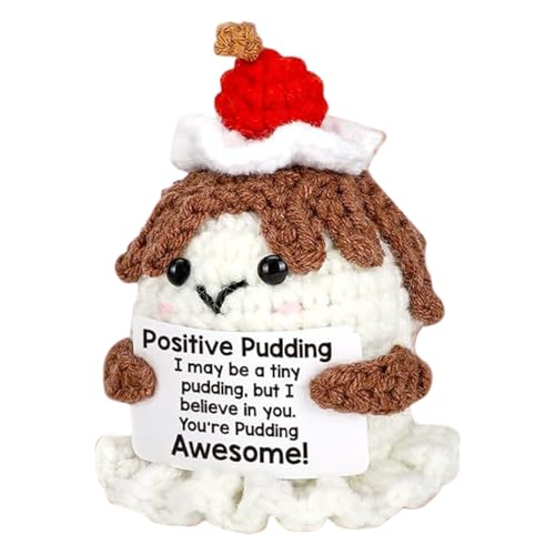Fenayuu Häkeln Sie Positive Unterstützung | Häkelpudding Zur Emotionalen Unterstützung | Weiches Plüschpuppenspielzeug Mit Motivation Für Geburtstags, Krankenschwester, Lehrer, Schulabschluss Freunde von Fenayuu