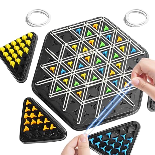 Fenayuu Triggle Spiel Mit Gummibänder, Kettendreieck Schachspiel, Triggle Spiel Kettendreieck Schachspiel, Interaktives -Strategiespiel Für Kinder, Dreiecksschachspiel von Fenayuu