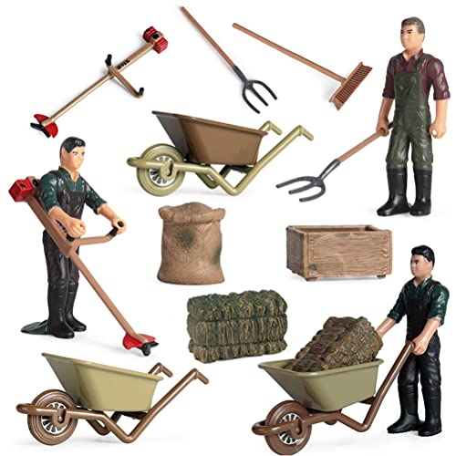 Fencelly 12 Stück/Set kleine Bauernhof-Figuren, Miniatur-Figuren, Simulationsszene, Bauernhofmodell, Mini-Pädagogisches Spielset Kinder von Buosha