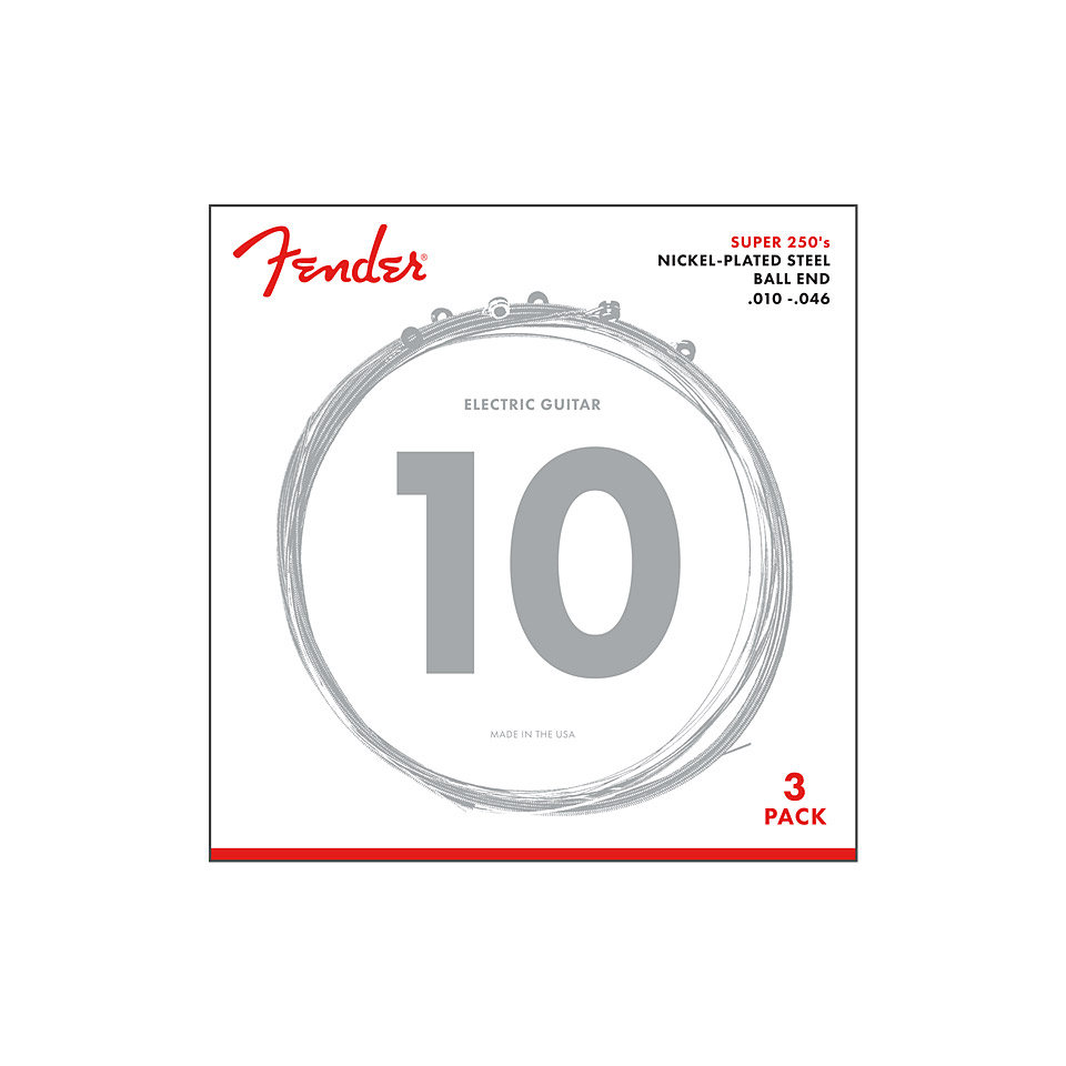 Fender Super 250R 010-046 3-Pack Saiten E-Gitarre Fender Super 250R 010-046 3-Pack Saiten E-Gitarre von Fender