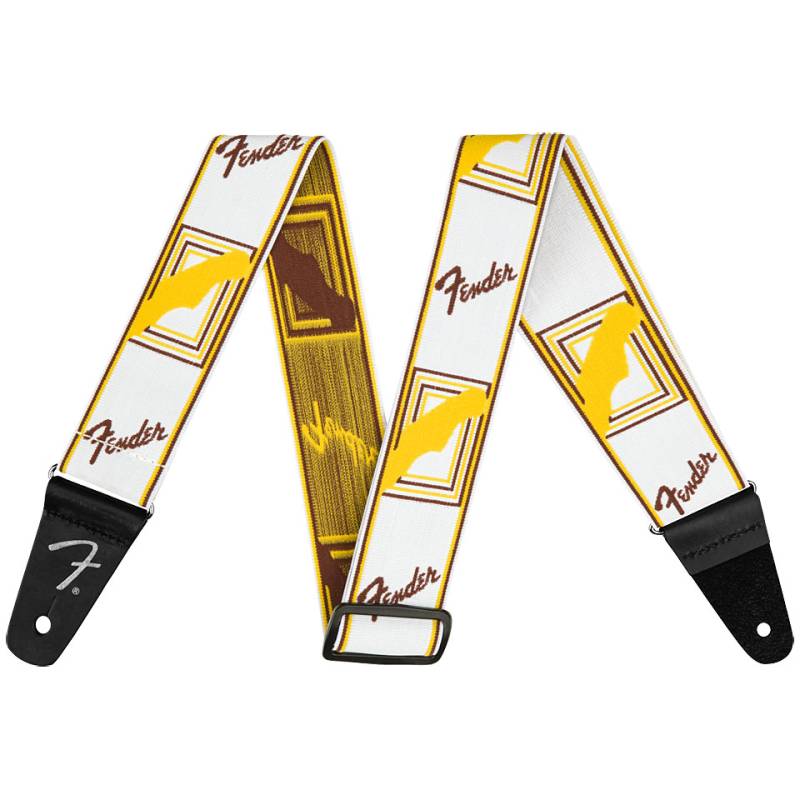 Fender WeighLess 2" Monogram Strap White/Brown/Yellow Gitarrengurt von Fender