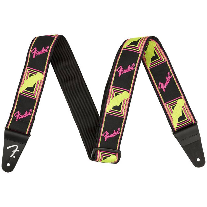 Fender Neon Monogrammed Strap Neon Pink/Neon Yellow Gitarrengurt von Fender