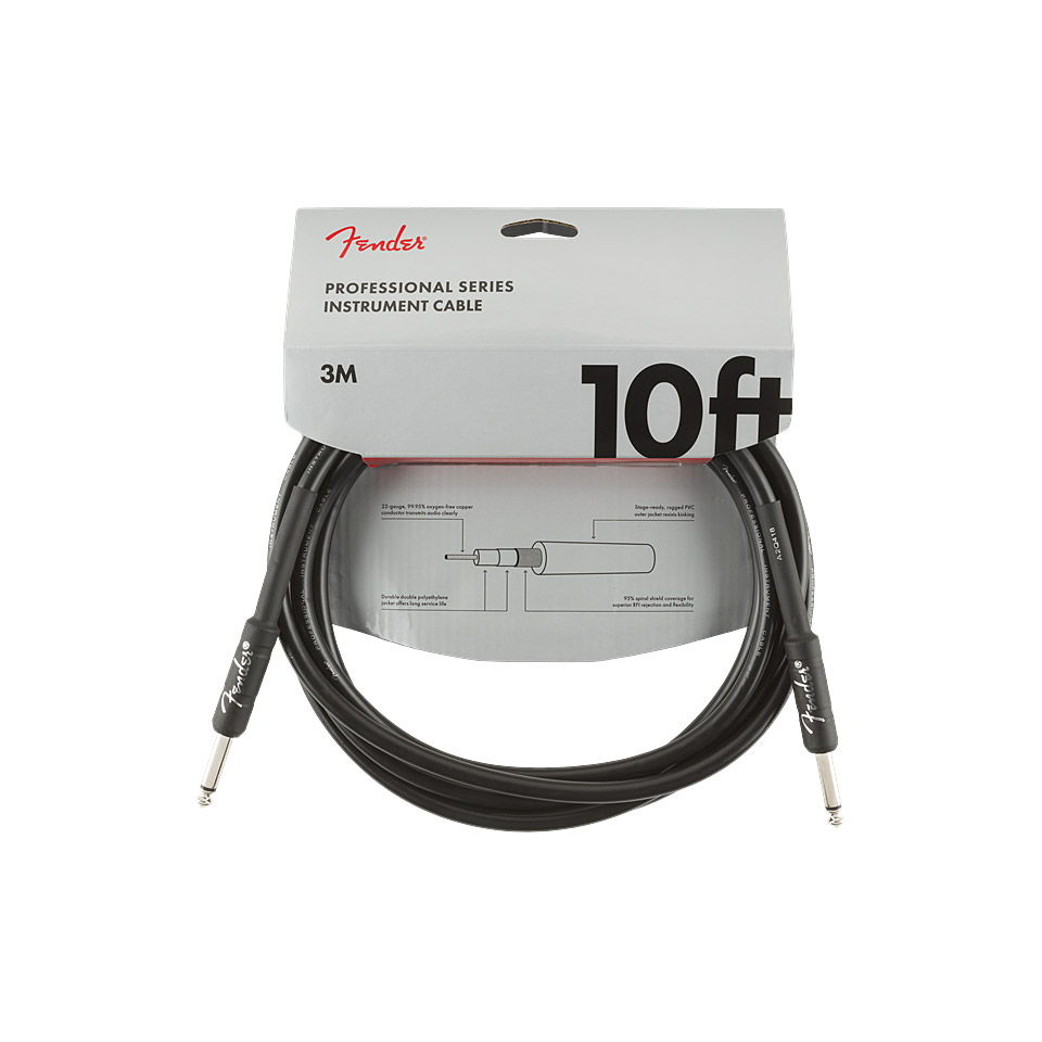 Fender Pro Series 3 m BLK Instrumentenkabel von Fender