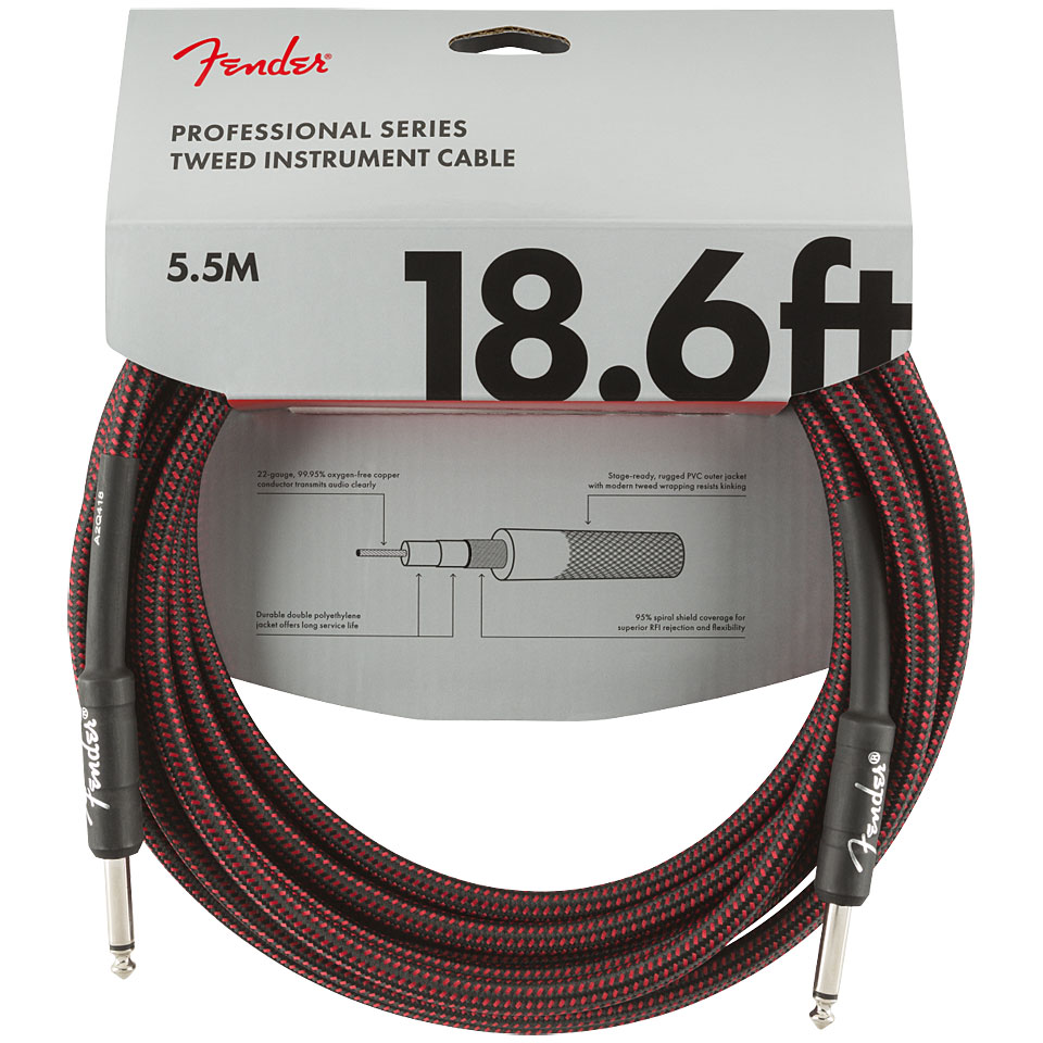 Fender Pro Series RedTweed 5,5 m Instrumentenkabel Fender Pro Series RedTweed 5,5 m Instrumentenkabel von Fender