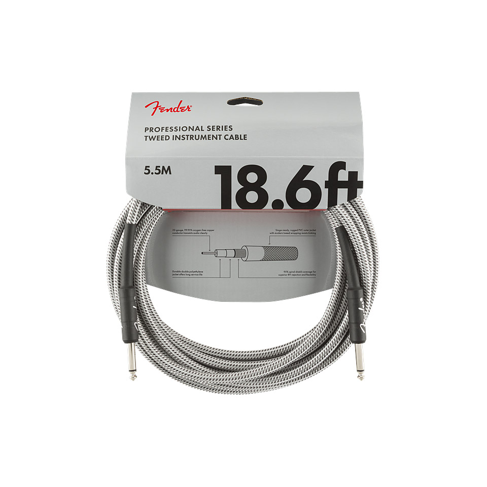 Fender Pro Series WhiteTweed 5,5 m Instrumentenkabel Fender Pro Series WhiteTweed 5,5 m Instrumentenkabel von Fender