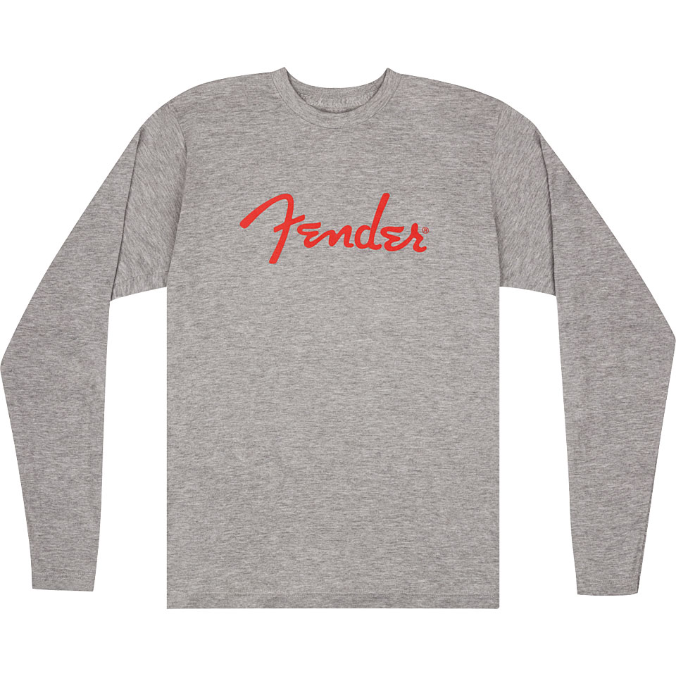 Fender Spaghetti Logo L/S T-Shirt, Heather Gray, M T-Shirt von Fender