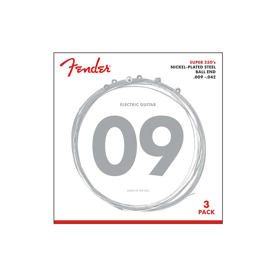 Fender Super 250L 009-042 3-Pack Saiten E-Gitarre von Fender