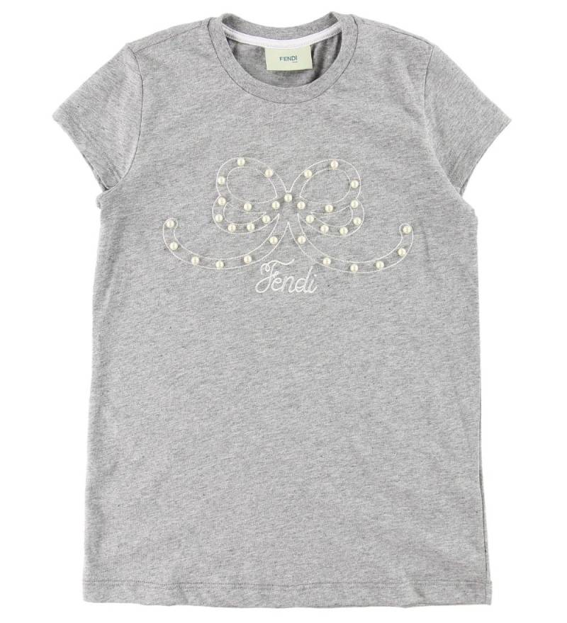 Fendi Kids T-Shirt - Graumeliert m. Perlen - Fendi - 8 Jahre (128) - T-Shirts von Fendi