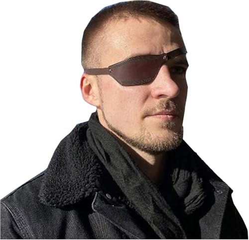 FengQingHuaGG Piraten-Augenklappe, PU-Leder, einzelne Augenklappe mit verstellbarer Schnalle, Renaissance-Augenbinde, Cosplay-Kostüm-Zubehör, rechts (braun) von FengQingHuaGG