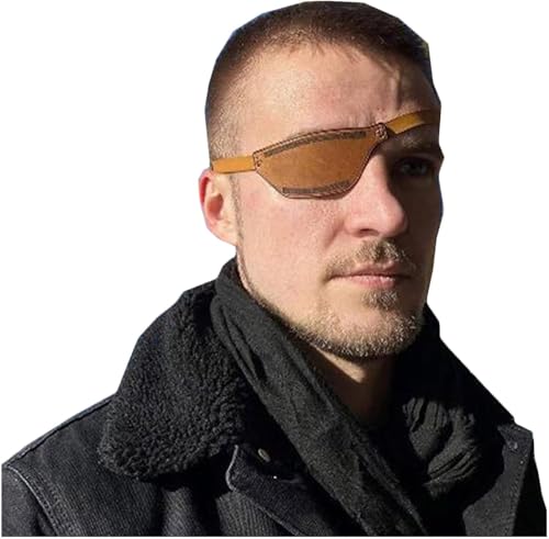 FengQingHuaGG Piraten-Augenklappe, PU-Leder, einzelne Augenklappe mit verstellbarer Schnalle, Renaissance-Augenbinde, Cosplay-Kostüm-Zubehör, rechts (gelb) von FengQingHuaGG