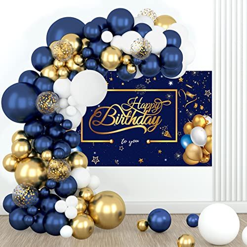 Blau Luftballon Girlande, 94 Stück Marineblaues und Goldenes Ballongirlanden-Set mit Konfetti Ballons für Männer Jungen Geburtstag Party Dekorationen, Babyparty Deko, Weltraumparty, Hochzeit, Jubiläum von FengRise