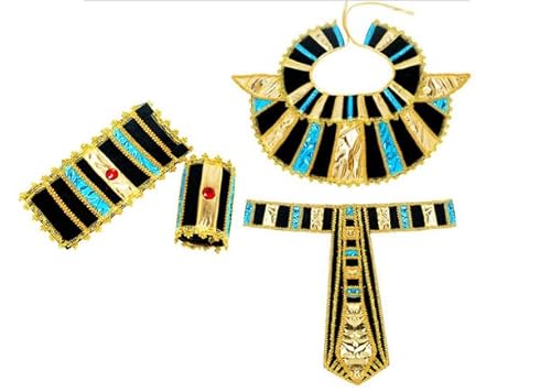 Fengek Ägyptisches Kostüm-Set für Damen, Halsband, Gürtel, 2 Paar Armbänder für Halloween, Motto-Partys, Cosplay Fengek Ägyptisches Kostüm-Set für Damen, Halsband, Gürtel, 2 Paar Armbänder für Halloween, Motto-Partys, Cosplay von Fengek