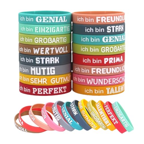 Fenglin-joy Motivationsarmbänder auf Deutsch, 24 Stück 20,2 cm Motivierendes Silikonarmband Silikonarmband Kinder Silikon Armbänder für Kollegen Teenager Party Fenglin-joy Motivationsarmbänder auf Deutsch, 24 Stück 20,2 cm Motivierendes Silikonarmband Silikonarmband Kinder Silikon Armbänder für Kollegen Teenager Party von Fenglin-joy