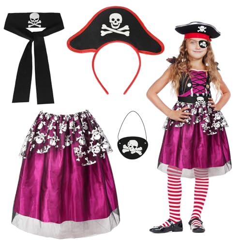 Fennoral 4tlg Piratenkostüm Kinder Mädchen Piraten Kinderkostüm mit Pirat Tutu Rock Augenklappe Haarreife Belt Piratenparty Zubehör für Halloween Karneval Verkleidung Cosplay Rollenspiel Fasching-Rosa Fennoral 4tlg Piratenkostüm Kinder Mädchen Piraten Kinderkostüm mit Pirat Tutu Rock Augenklappe Haarreife Belt Piratenparty Zubehör für Halloween Karneval Verkleidung Cosplay Rollenspiel Fasching-Rosa von Fennoral