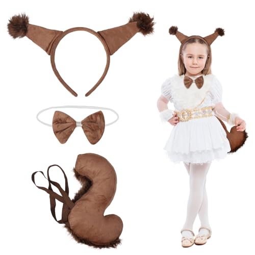 Fennoral 3tlg Eichhörnchen Kostüm Kinder Herbsttiere Kinderkostüm mit Eichhörnchen Stirnband Fliege Schwanz Waldtiere Dschungel Tierkostüm Cosplay Zubehör für Junge Mädchen Halloween Karneval Fasching Fennoral 3tlg Eichhörnchen Kostüm Kinder Herbsttiere Kinderkostüm mit Eichhörnchen Stirnband Fliege Schwanz Waldtiere Dschungel Tierkostüm Cosplay Zubehör für Junge Mädchen Halloween Karneval Fasching von Fennoral